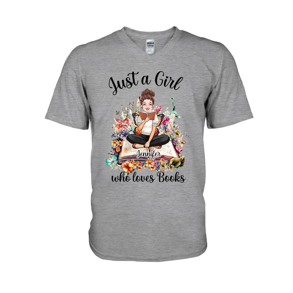 Einfach ein Mädchen, das Bücher liebt – personalisiertes Buch-T-Shirt und Hoodie