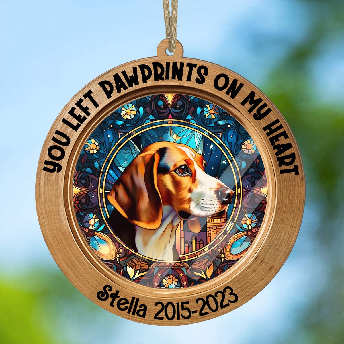 Du warst mein liebstes Hallo und mein schwerster Abschied – personalisierter Hunde-Sonnenfänger