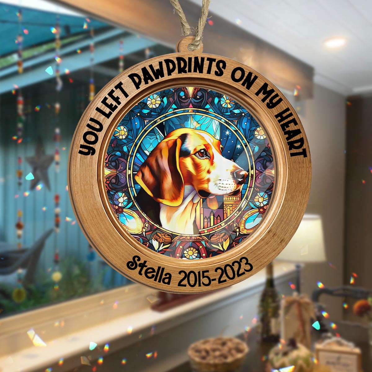 Du warst mein liebstes Hallo und mein schwerster Abschied – personalisierter Hunde-Sonnenfänger