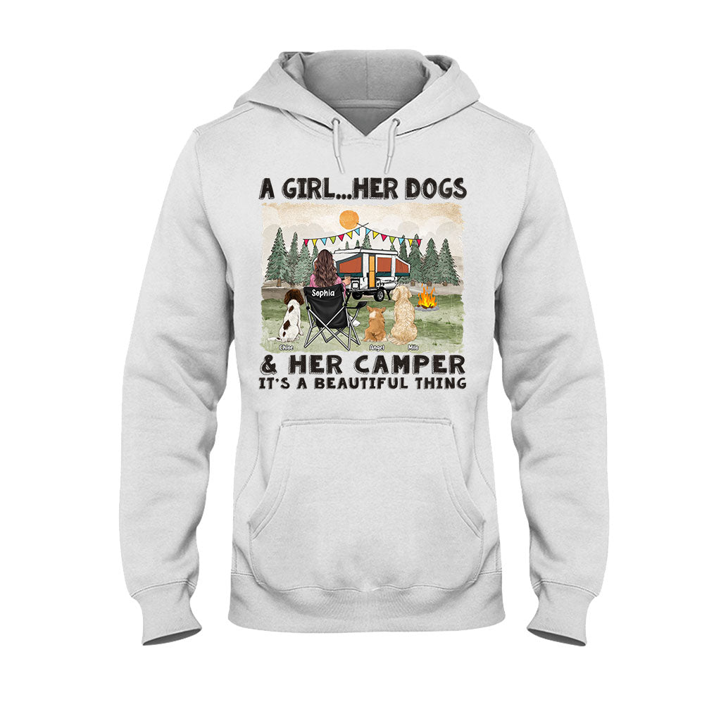 A Girl Her Dogs And Her Camper - Personalized Camping T-shirt & Hoodie
