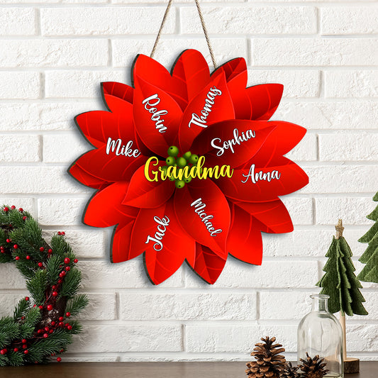 Weihnachtsstern für Oma / Mama / Familie – Personalisiertes Holzschild in individueller Form
