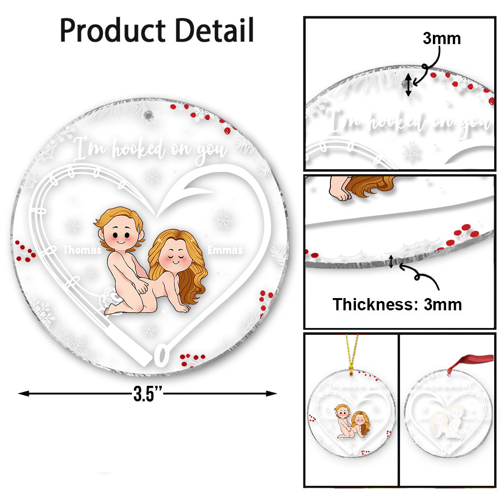 I'm Hooked On You - Personalized Fishing Transparent Ornament