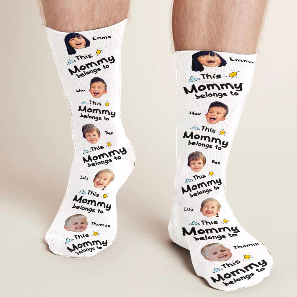 This Dad Belongs To - Gift for dad, grandpa, mom, uncle, aunt, grandma - Personalized Socks