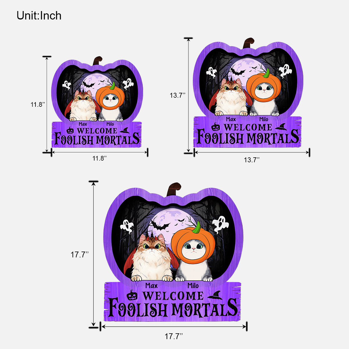 Willkommen, du törichter Sterblicher – personalisiertes Katzen-Holzschild