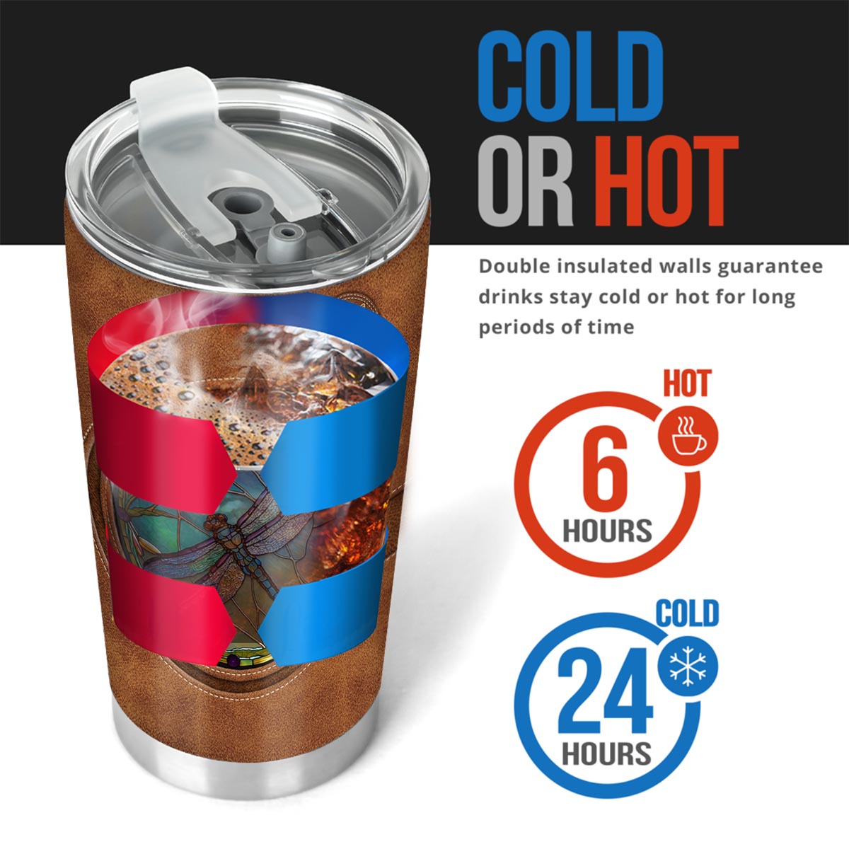 Stained Glass Dragonfly - Personalized Dragonfly Tumbler