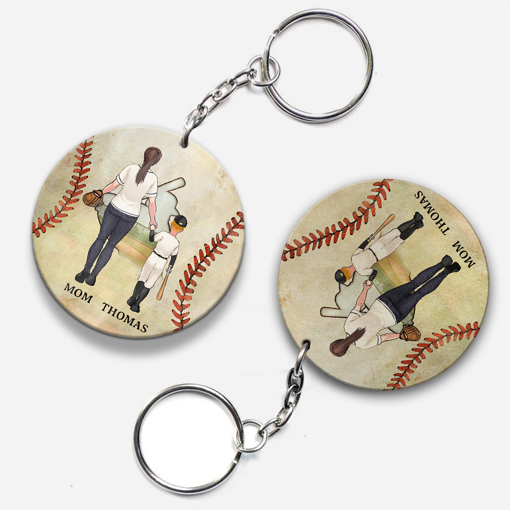 Behind Every Baseball Player - Personalized Baseball Keychain