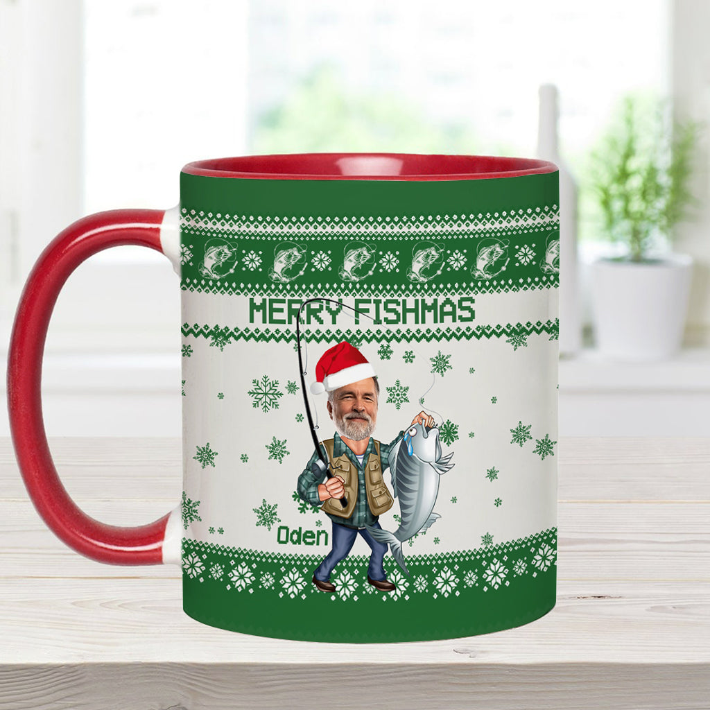Merry Fishmas - Personalized Fishing Accent Mug