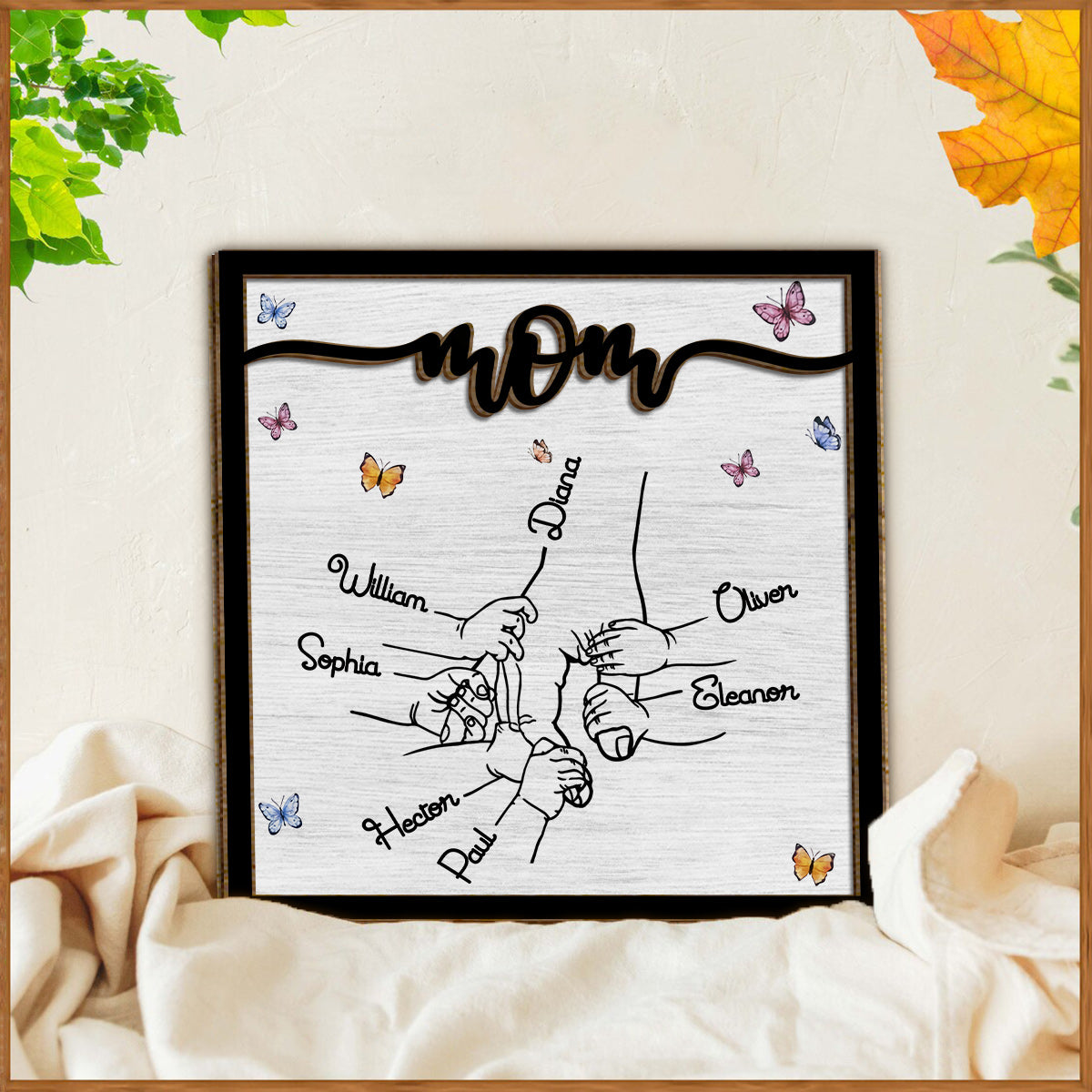 Halt meine Hand – Personalisiertes 2-lagiges Holzschild „Oma“ / Holzplakette