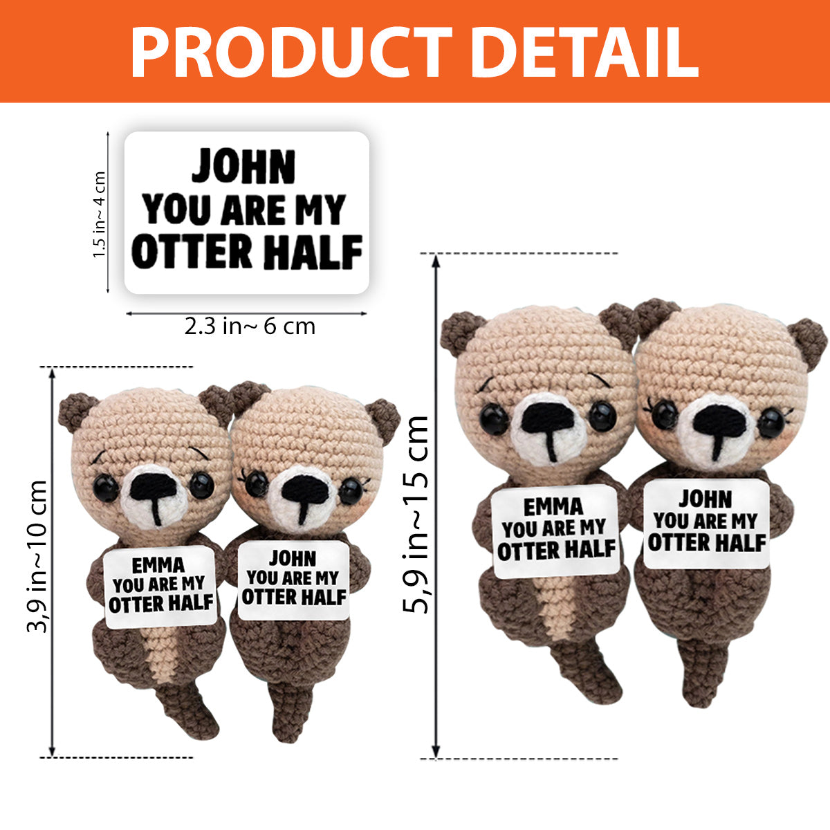 Du bist meine Otterhälfte – Personalisierte handgestrickte Pärchenfigur