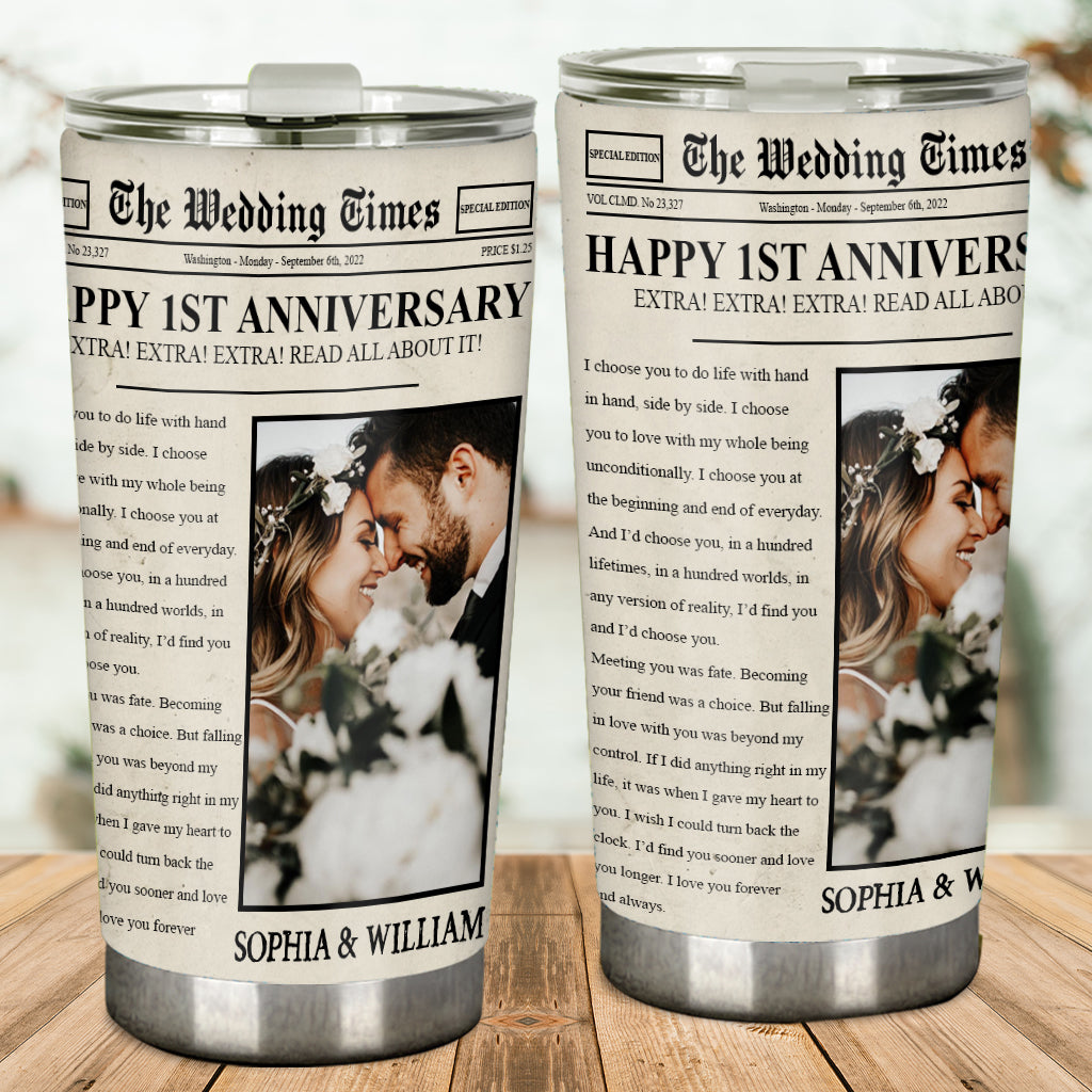 Herzlichen Glückwunsch zum Jahrestag! – Personalisierter Becher für Ehepaare (aus der Wedding Times Zeitung)