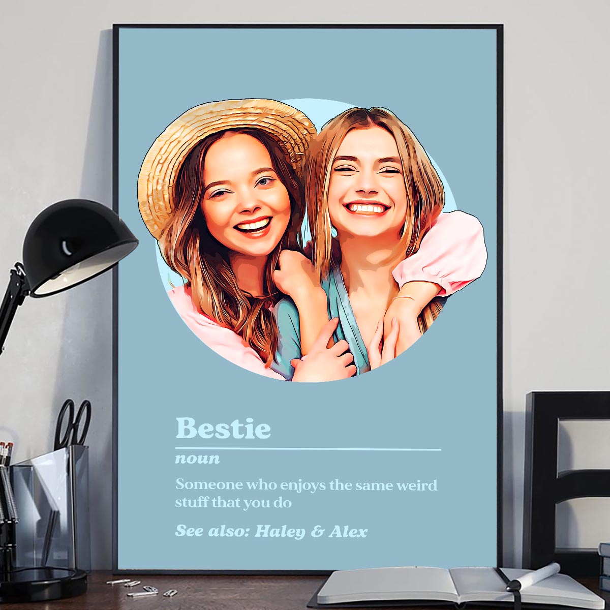 Bestie Portrait Definition - Personalisierte Bestie Leinwand und Poster