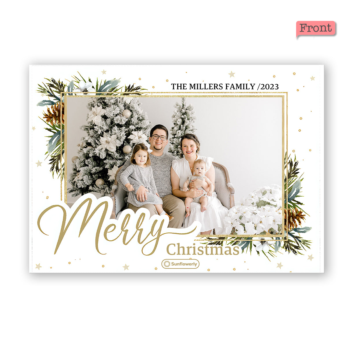 Frohe Weihnachten, Eichel & Blätter – Personalisierte QR-Grußkarte