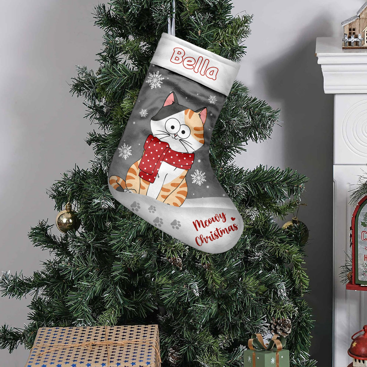 Miau-Weihnachten – personalisierte Katzen-Weihnachtsstrümpfe