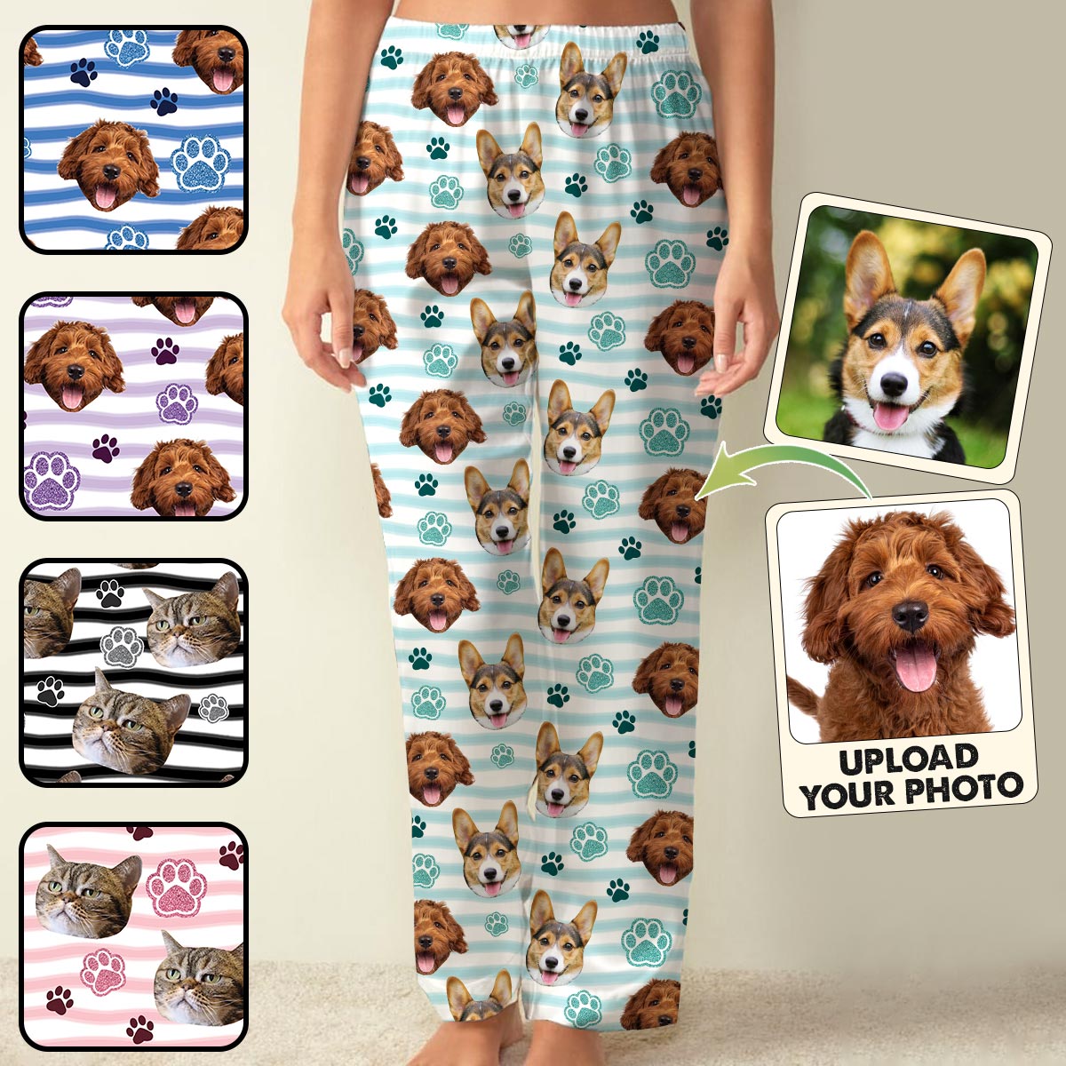 Hundemama-Vibes – Personalisierter Hunde-Pyjama mit Knopfleiste
