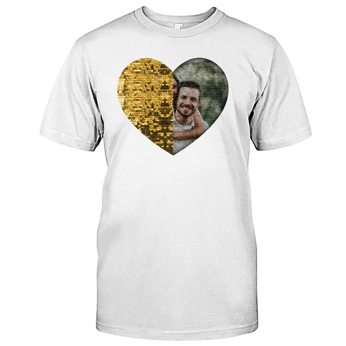 Individuell gestaltetes Pailletten-Shirt mit Foto für Paare – Geschenk für Hunde- und Katzenliebhaber – Personalisiertes Pailletten-T-Shirt