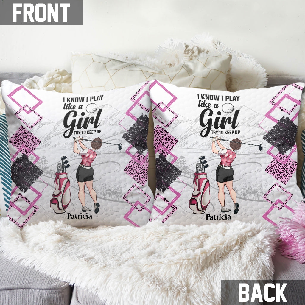 Golf Instruction - Golf gift for her, girlfriend, wife, daughter - Personalized Throw Pillow