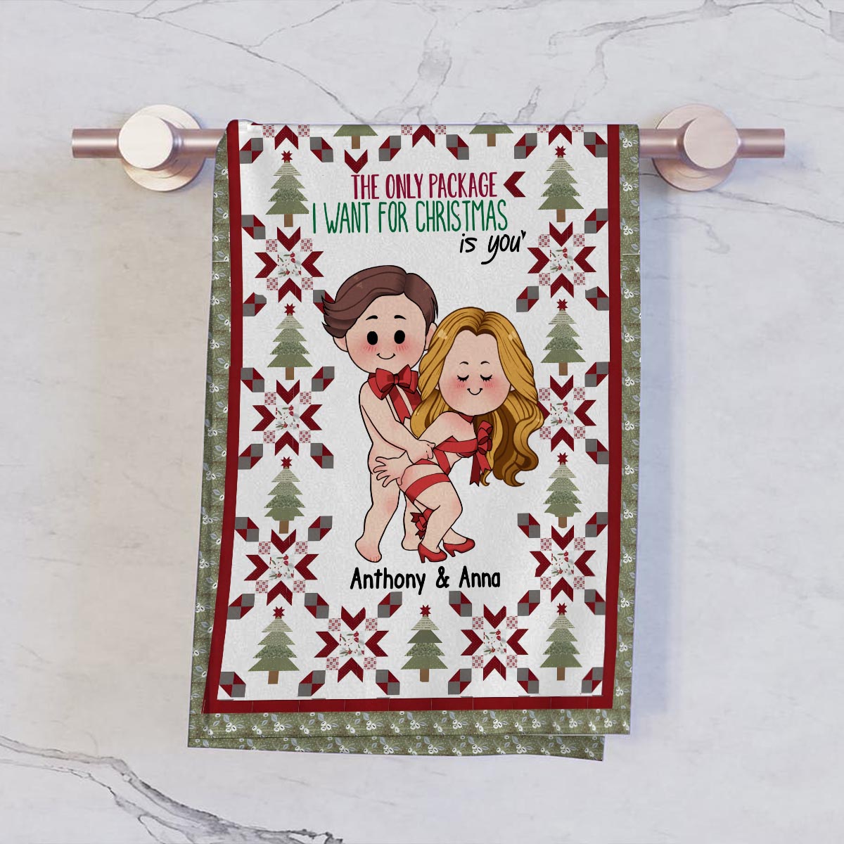 Das einzige Geschenk, das ich mir zu Weihnachten wünsche, bist du – personalisiertes Golfhandtuch für Paare