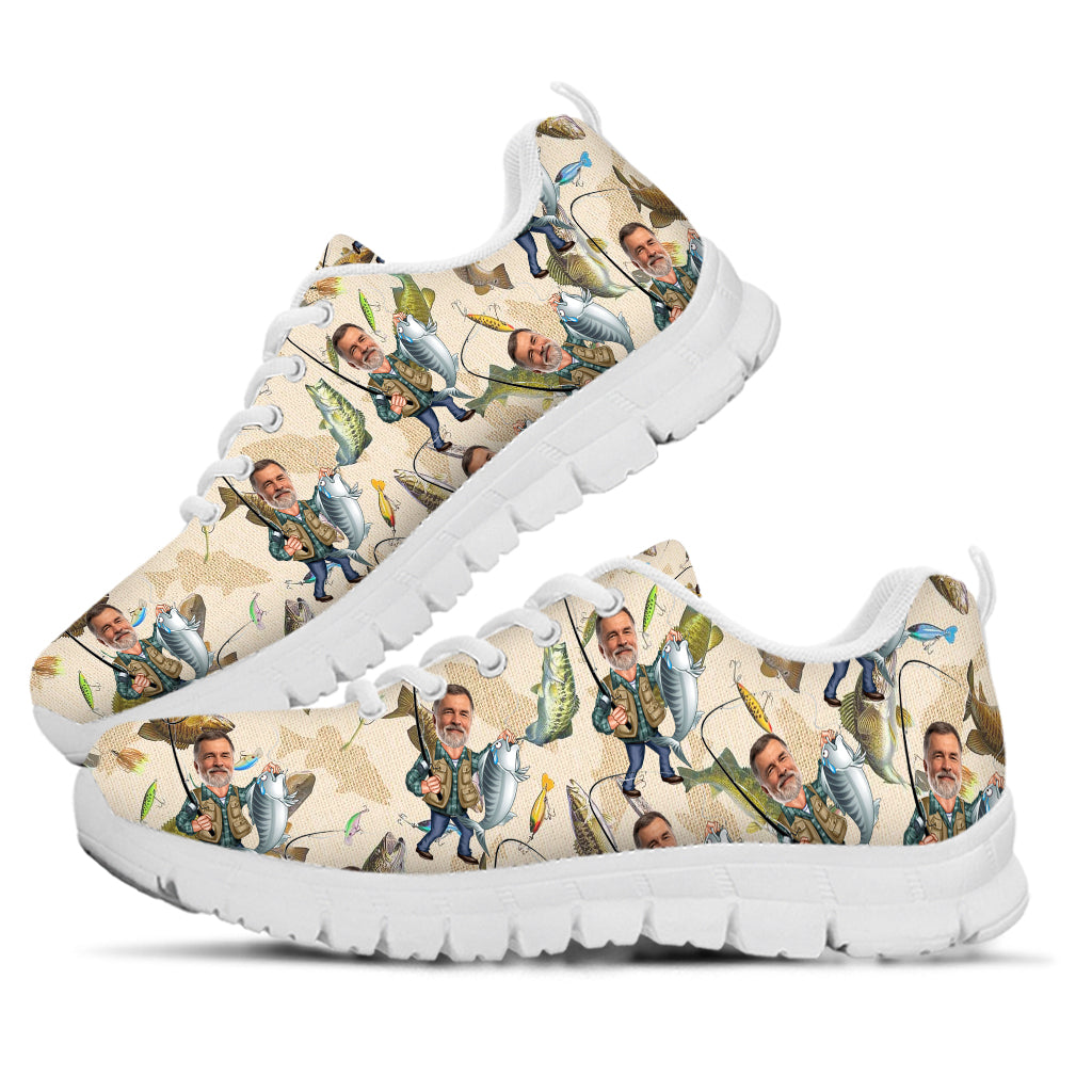 Lustiges Foto zum Thema Angeln – personalisierte Angelschuhe