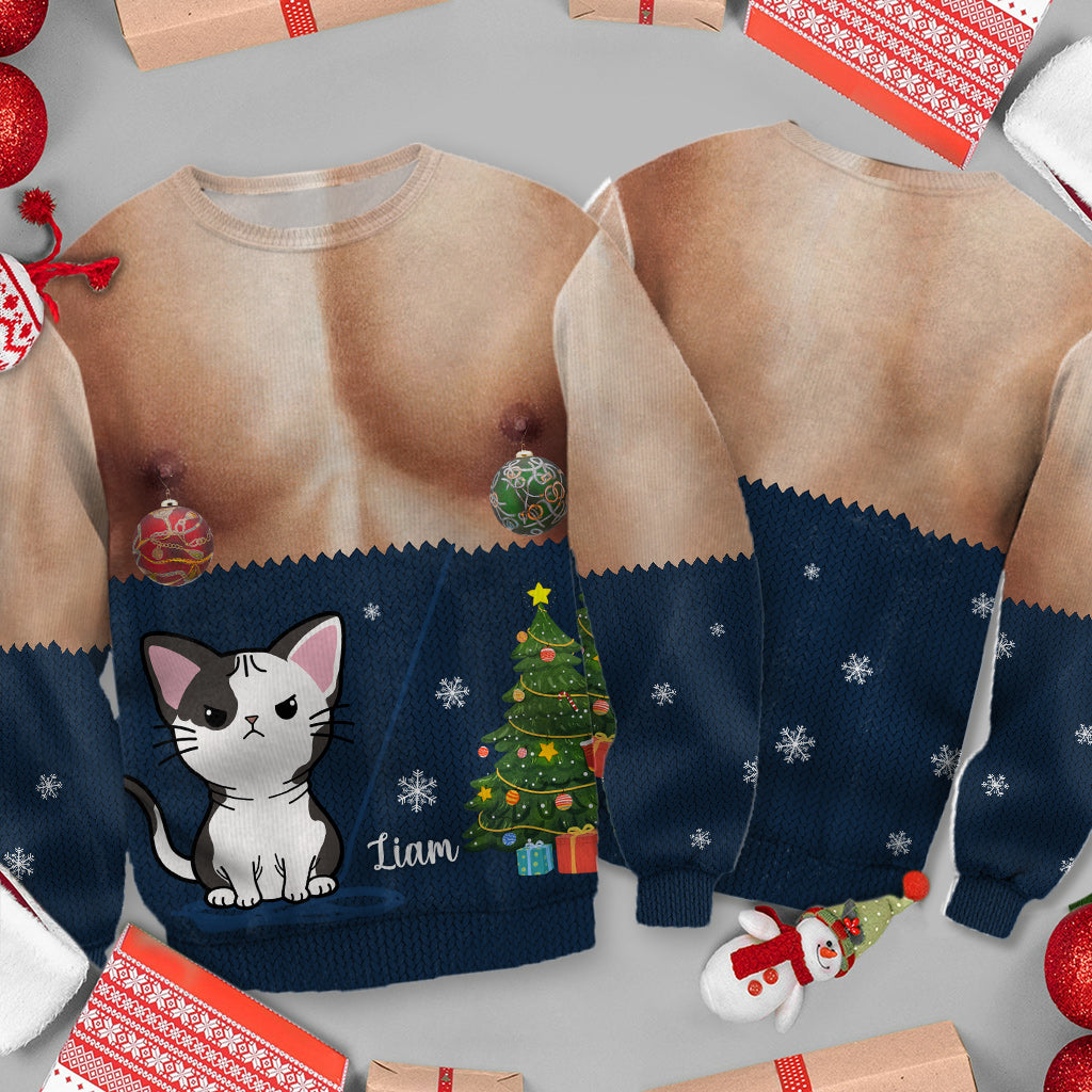 Frohe Weihnachten – Personalisierter Katzen-Pullover