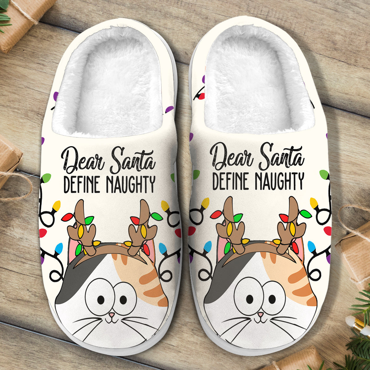 Lieber Weihnachtsmann, was heißt unartig? – Personalisierte Katzenpantoffeln