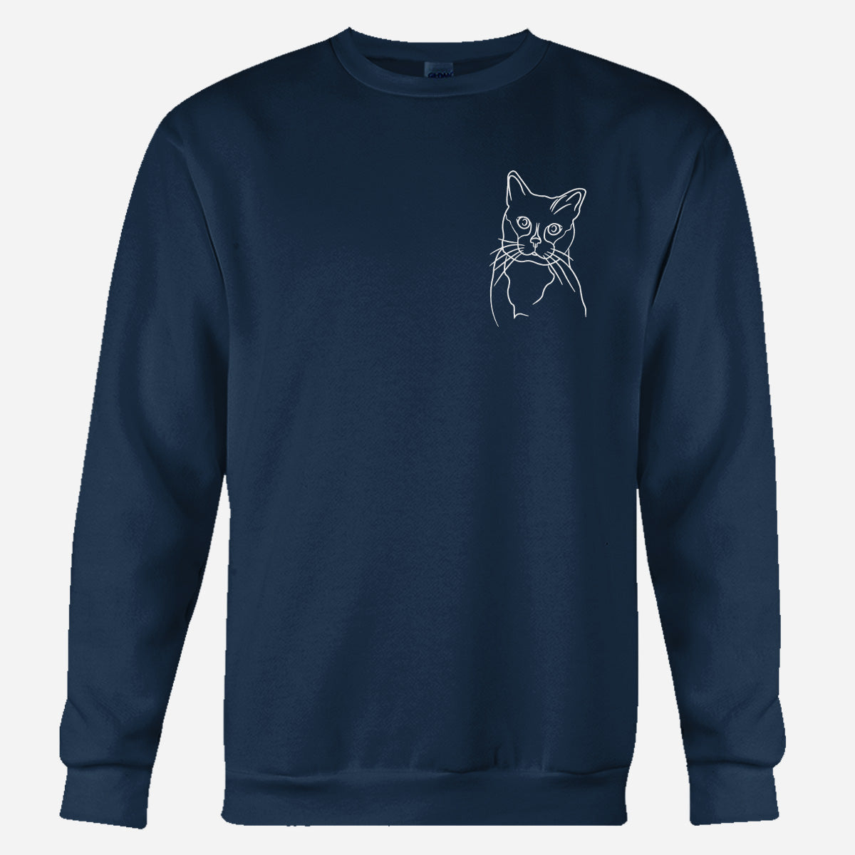 Individuelle Linienzeichnung – Personalisierter Pullover mit Katzenstickerei