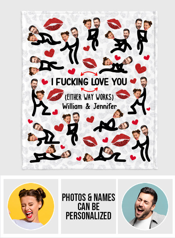 Lustiges Foto-Motiv „Ich liebe dich“ für Paare – Geschenk für Ehemann, Ehefrau, Freund, Freundin – Personalisierte Decke