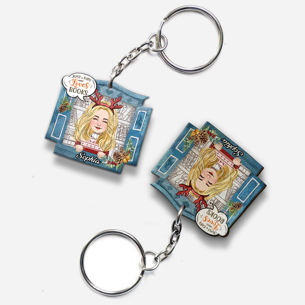 Einfach ein Mädchen, das Bücher liebt – Personalisierter einseitiger Buch-Schlüsselanhänger