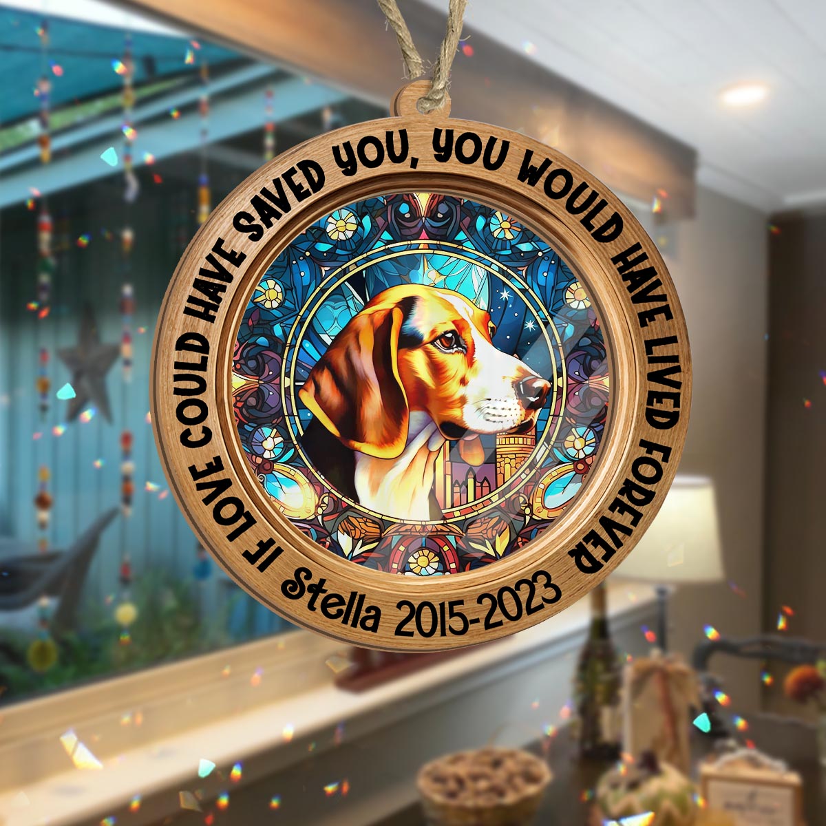Du warst mein liebstes Hallo und mein schwerster Abschied – personalisierter Hunde-Sonnenfänger