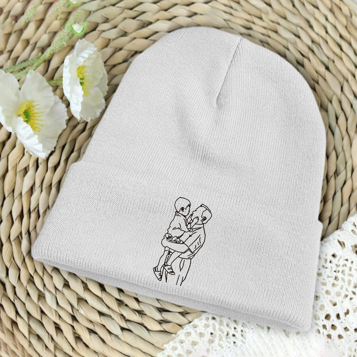 Custom Photo - Personalized Grandpa Embroidered Beanie