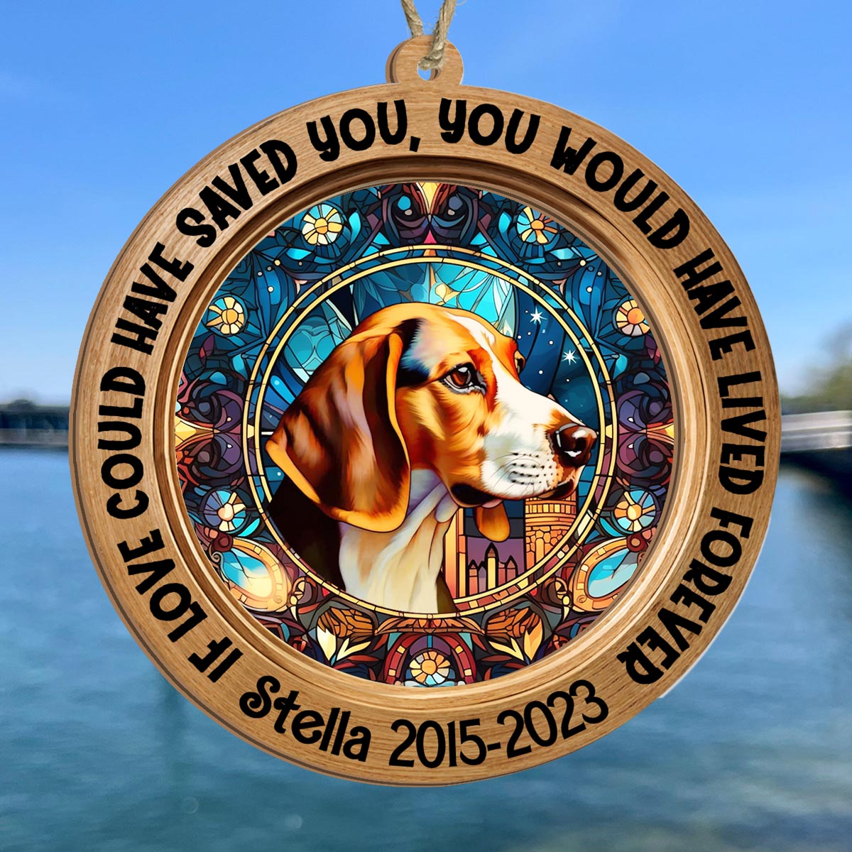 Du warst mein liebstes Hallo und mein schwerster Abschied – personalisierter Hunde-Sonnenfänger