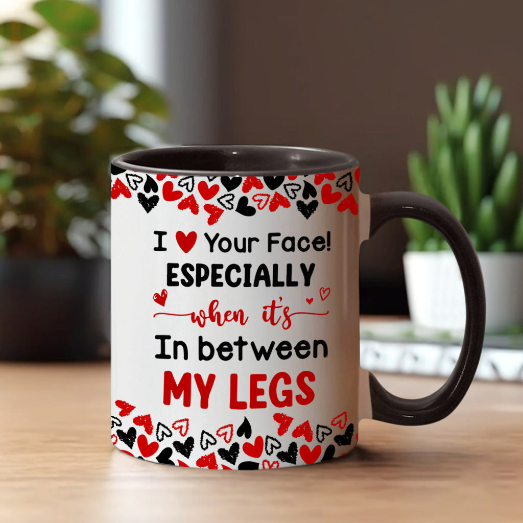 „Ich liebe dein Gesicht“ – personalisierte Tasse für Paare