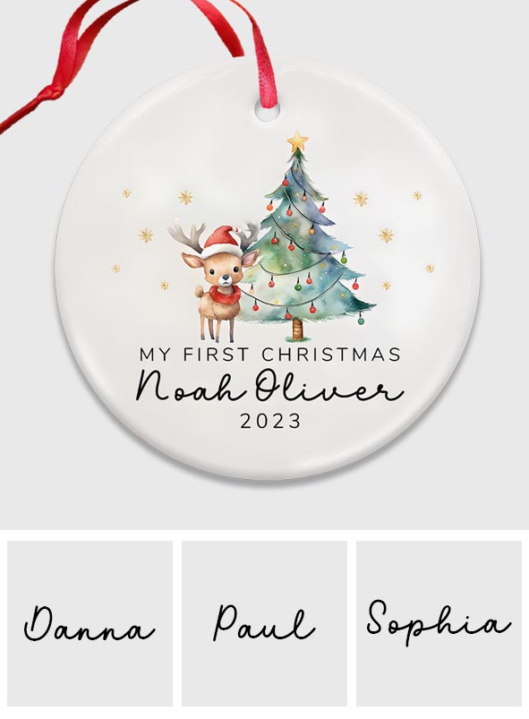 Erstes Weihnachtsfest für Babys – Personalisierter Keramik-Kreisanhänger für Kinder