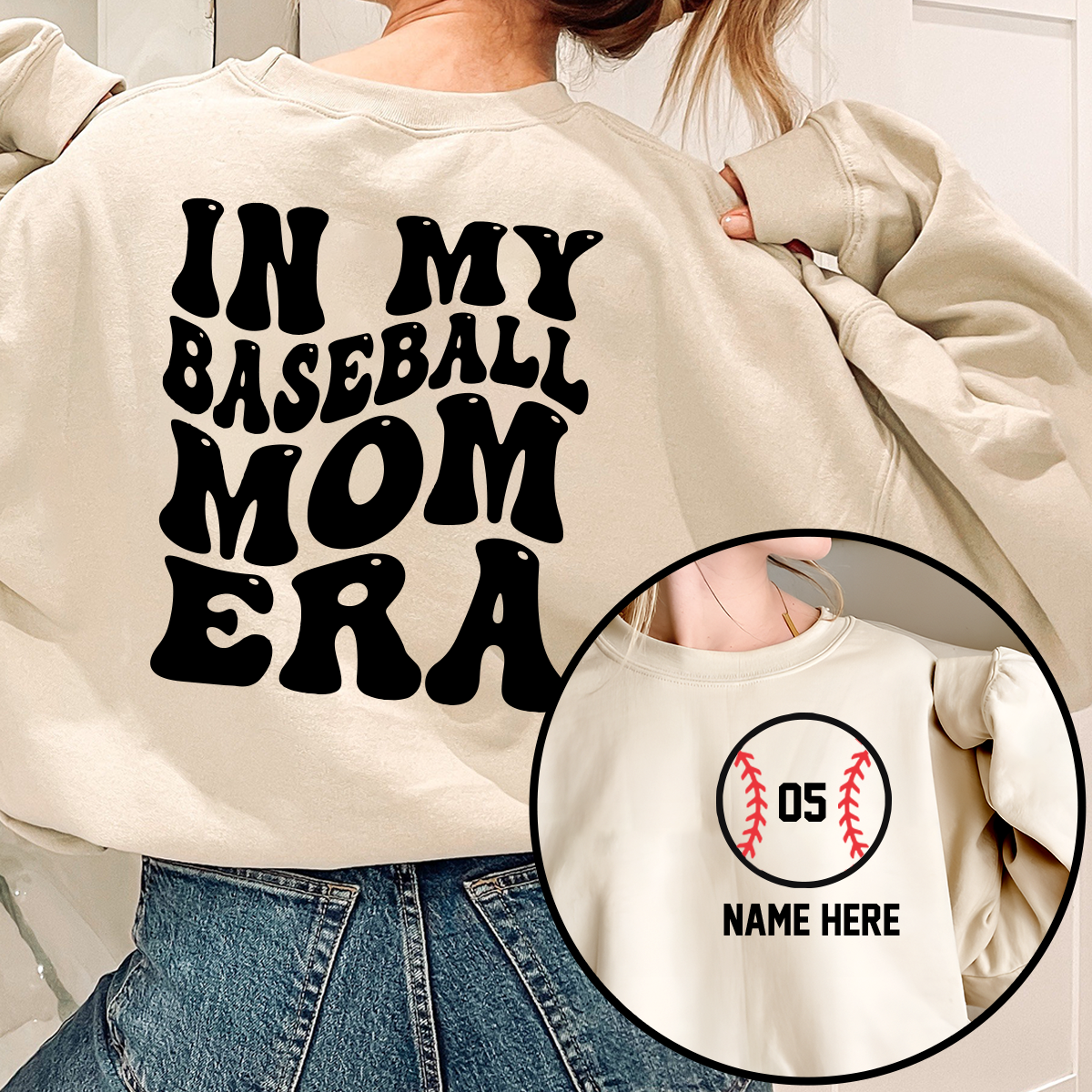 In meiner Baseball-Mama-Ära – Personalisiertes Baseball-Shirt mit Allover-Print