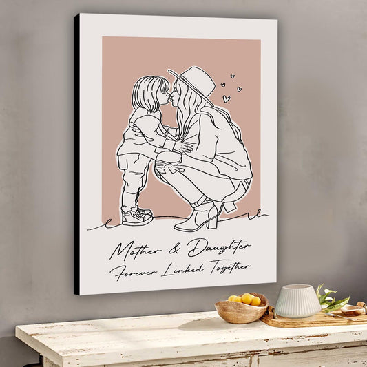 Custom Lineart Portrait - Personalized Mother Canvas And Poster