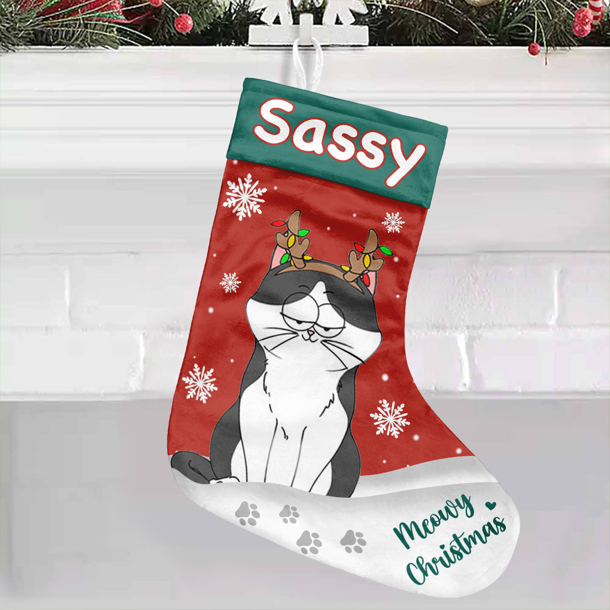 Miau-Weihnachten – personalisierte Katzen-Weihnachtsstrümpfe