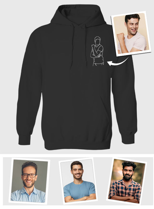 Individuelle Linienzeichnung – Personalisierter bestickter Hoodie für meinen Enkel
