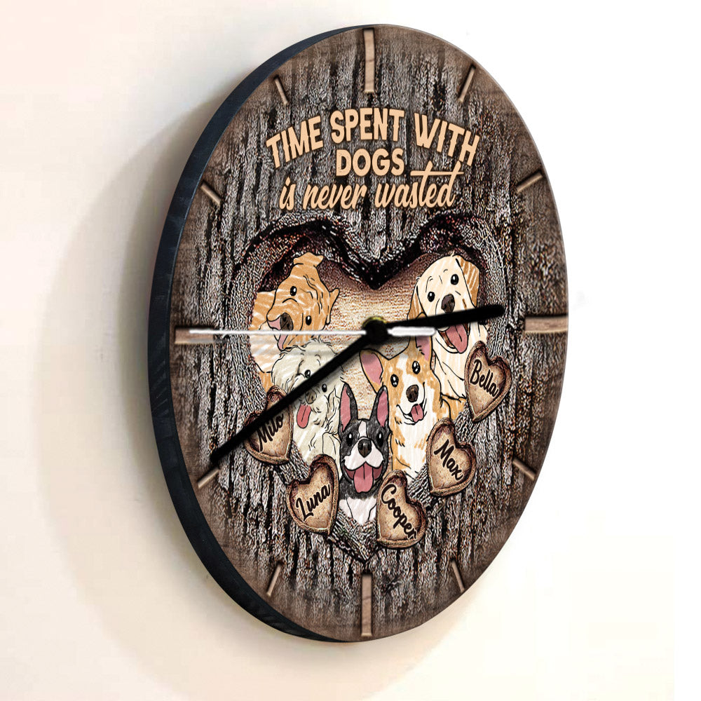 Zeit mit Katzen und Hunden ist nie verschwendet – personalisierte Katzen-Wanduhr