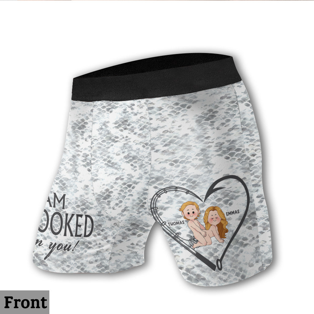 Ich bin süchtig nach dir – personalisierte Angel-Boxershorts für Herren