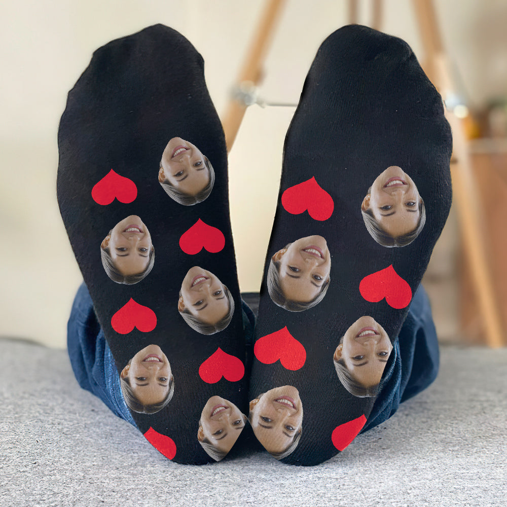 Custom Face Heart Pattern - Personalized Step Mom Socks