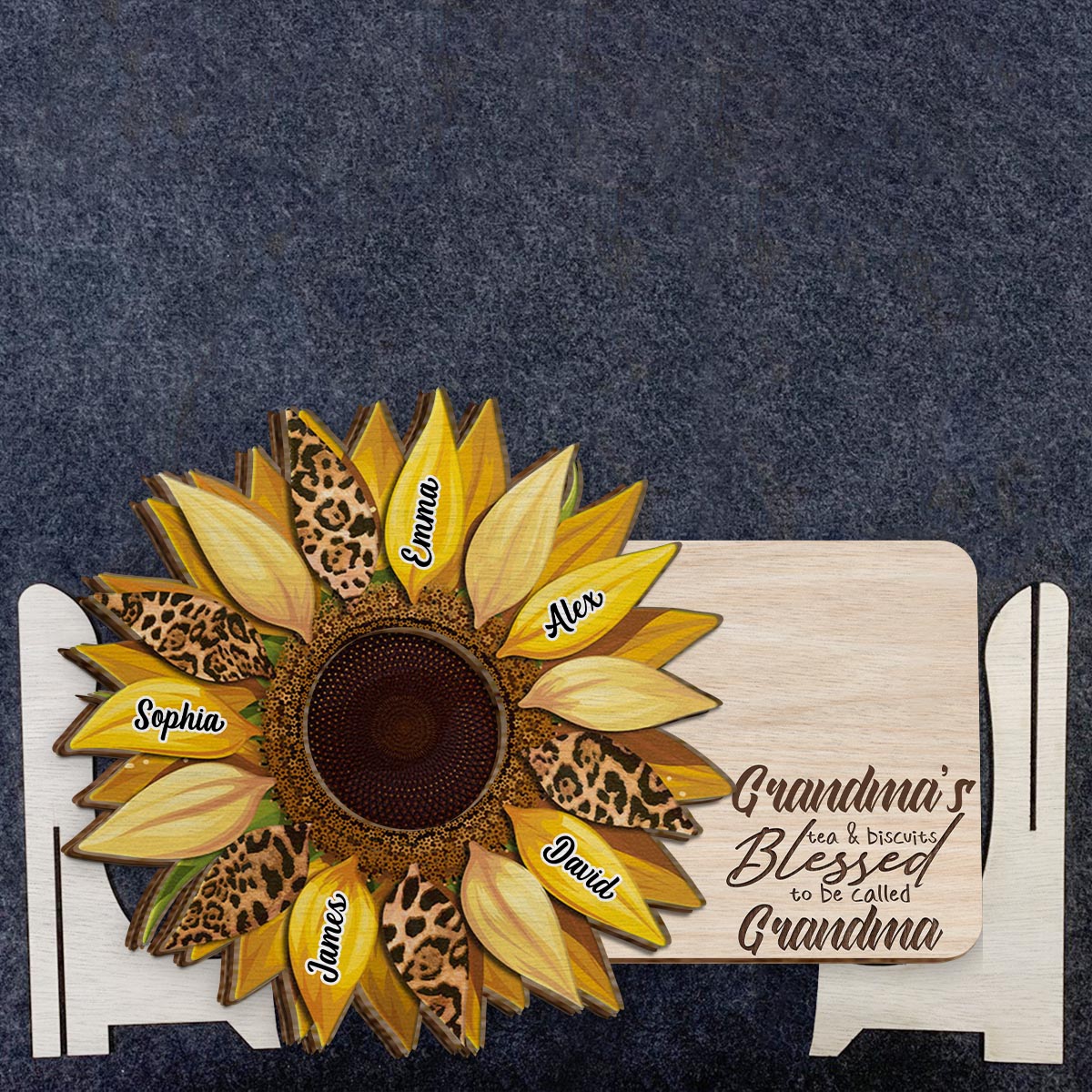 Omas Tee & Kekse – Personalisiertes 2-lagiges Holzschild „Oma“