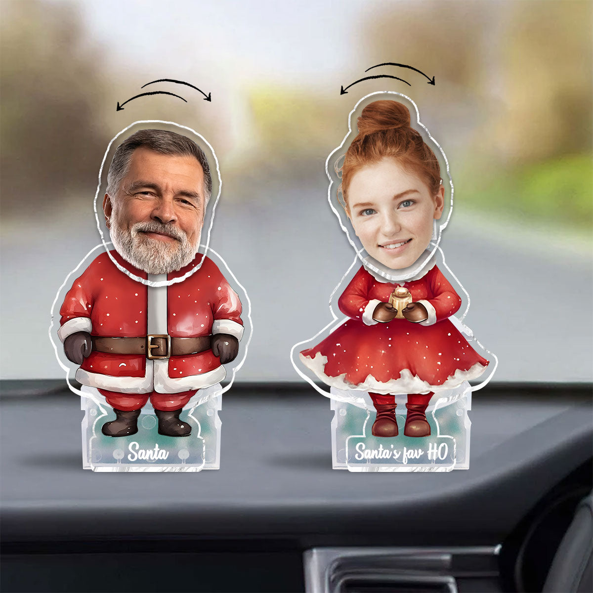 Weihnachtsmann und seine Lieblingsfreundin – Geschenk für Ehemann, Ehefrau, Freund, Freundin – Personalisierter Wackelkopf