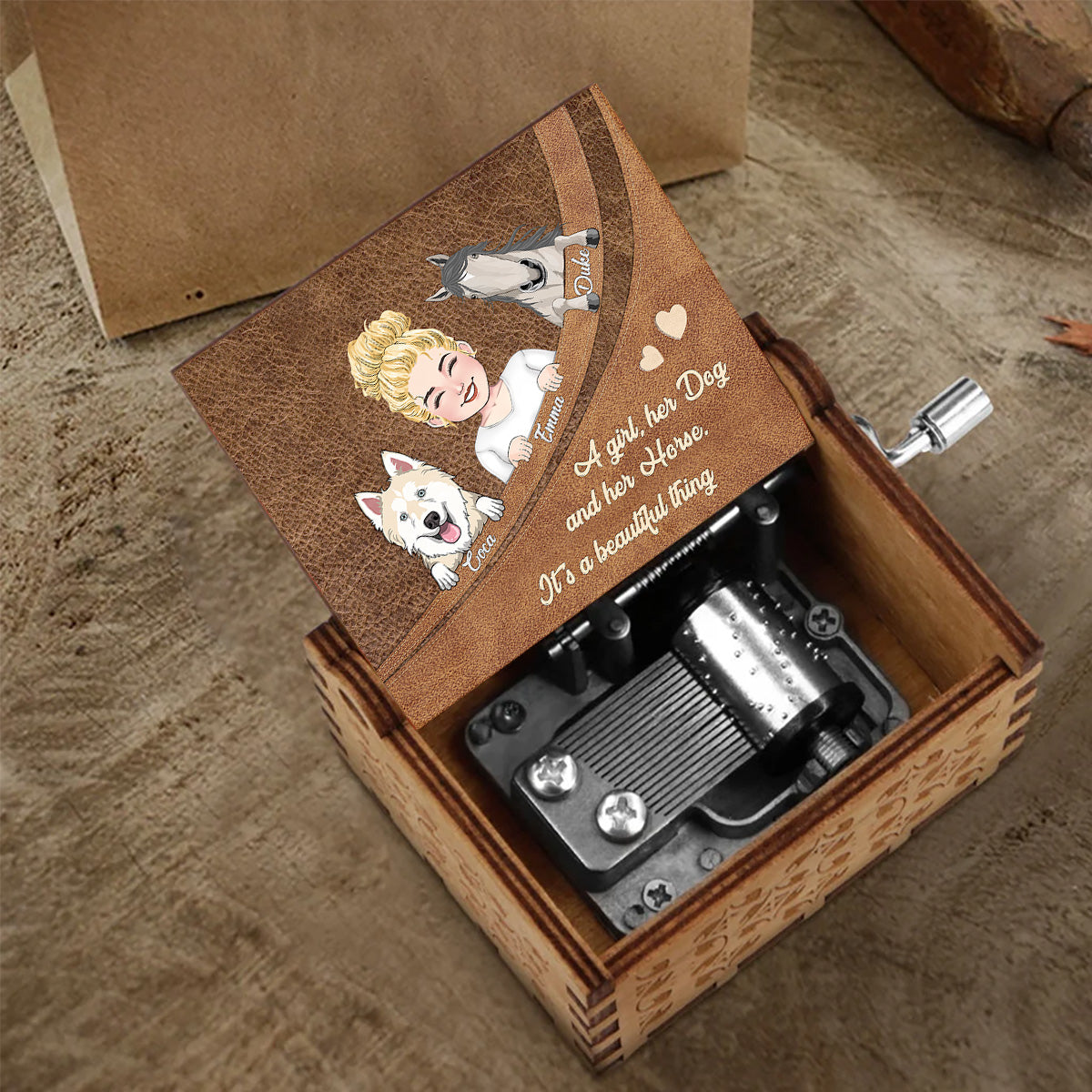 What A Beautiful Thing - Horse gift for dog lover, cat lover - Personalized Hand Crank Music Box