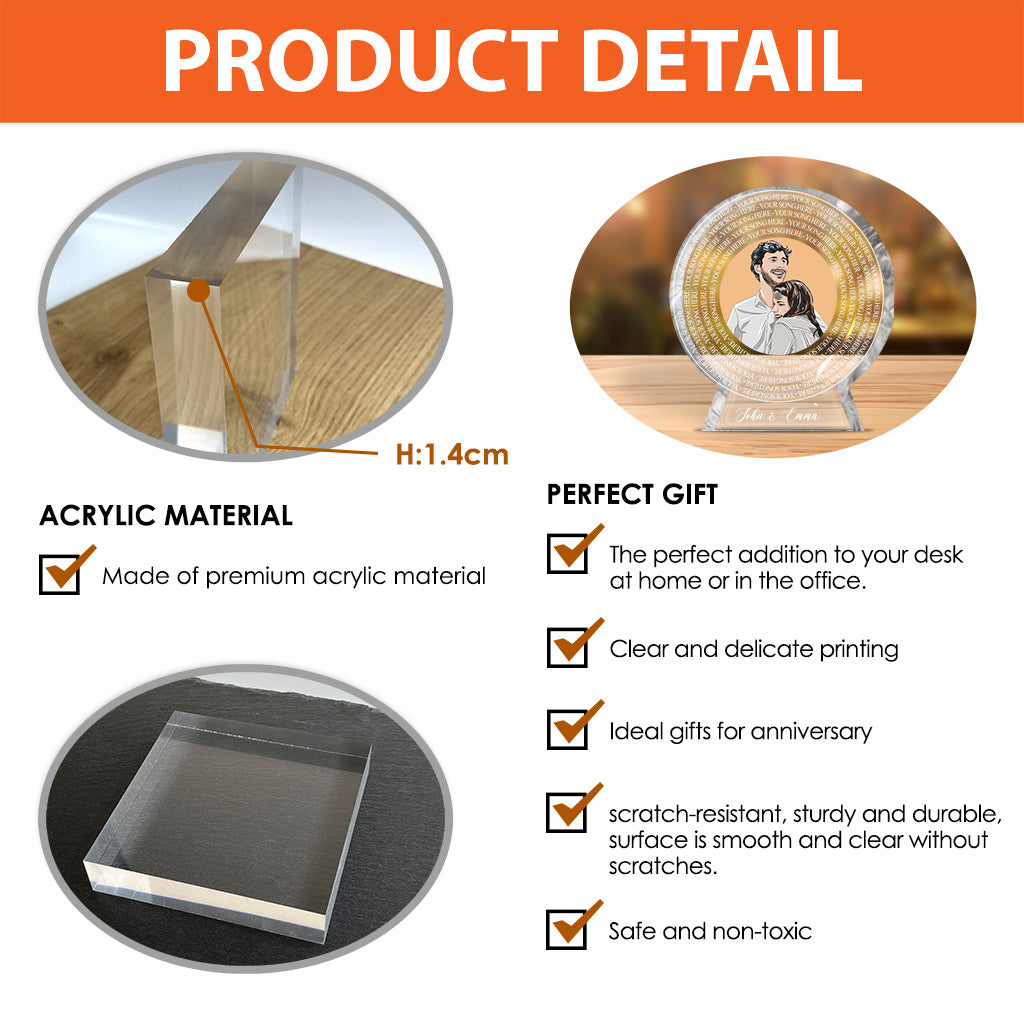 Unser Lieblingslied – Personalisierte Acrylplakette in Pärchenform