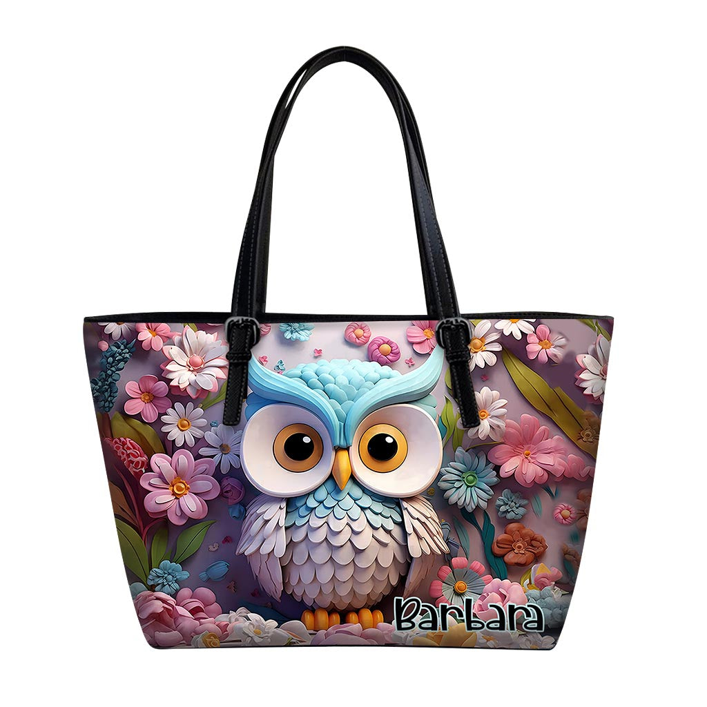 Coole Eule – Personalisierte Eulen-Ledertasche