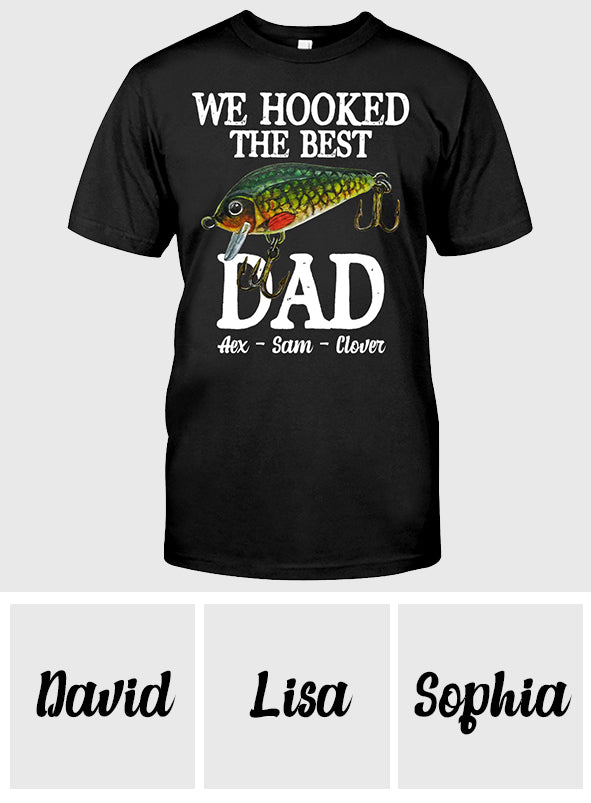 Wir haben den besten Papa an Land gezogen – personalisiertes Angel-T-Shirt & Hoodie