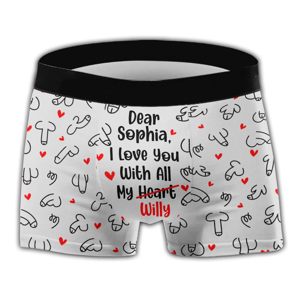 Ich liebe dich mit meinem ganzen Penis - Personalisierte Boxershorts für Männerpaare