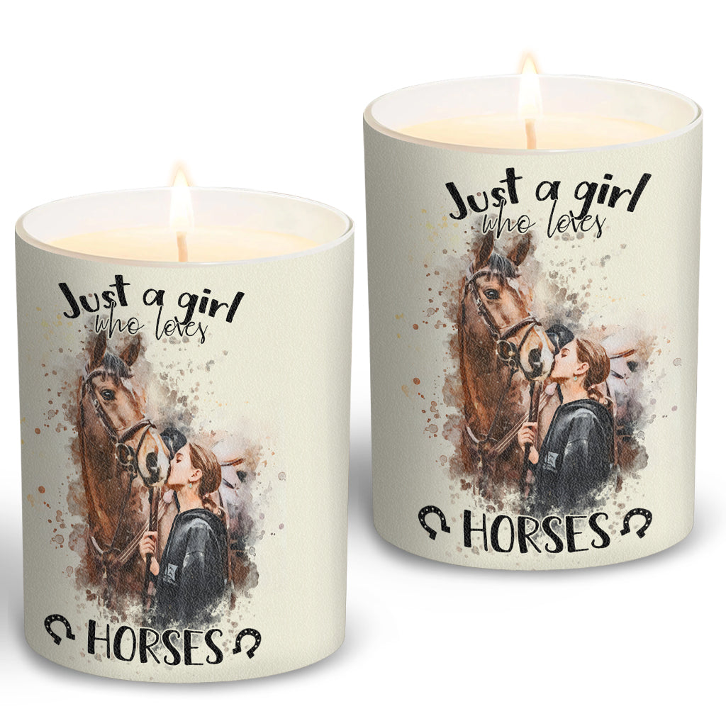 Just A Girl Who Loves Horses - Personalized Horse Candle With Wooden Lid
