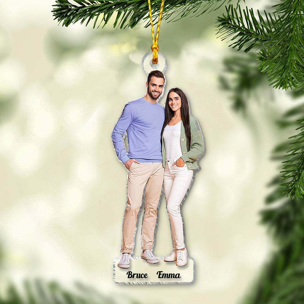 Custom Cartoonize Chibi Photo - Personalized Couple Transparent Ornament