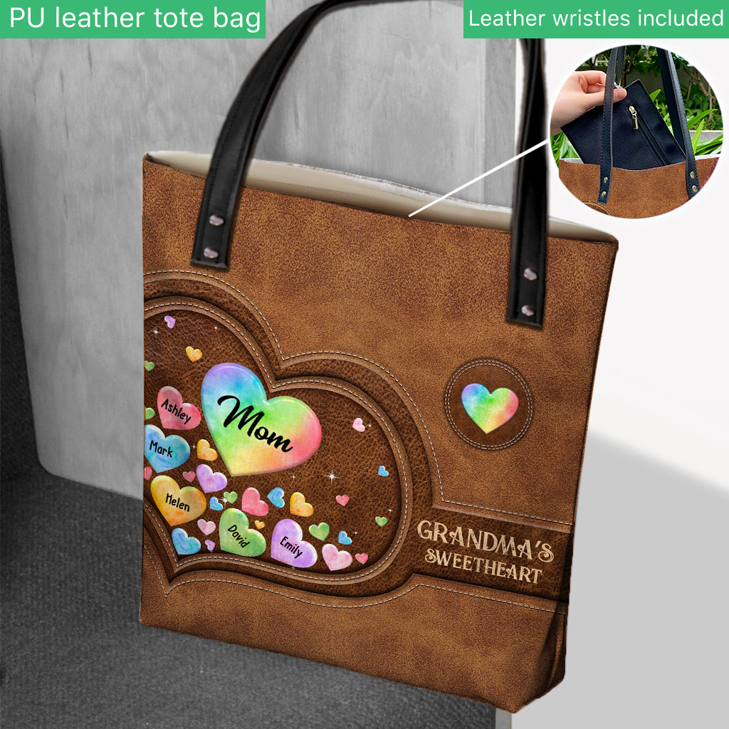Buntes Herz für Oma und Mutter – Geschenk für Oma, Mama – Personalisierte Tragetasche