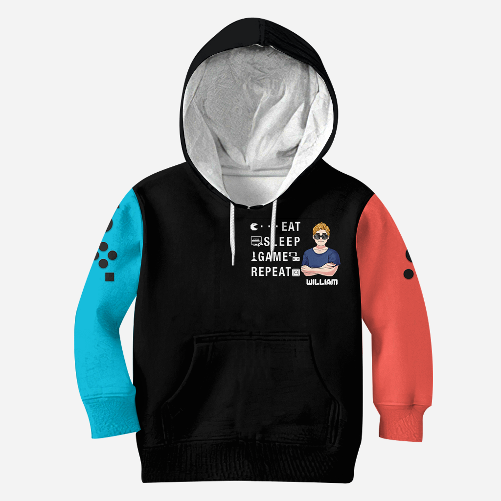 Essen, Schlafen, Zocken, Wiederholen – personalisiertes Videospiel-Shirt